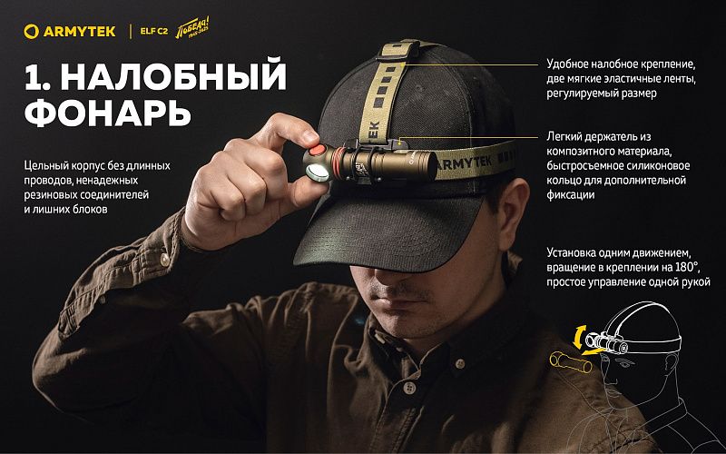Фонарь Elf C2 USB-C Победа Белый Armytek F05103CP