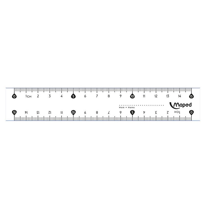 Набор чертежный "Maped": линейка 15 см, треугольник 45 и 60 гр, транспортир 180 гр, прозрачный