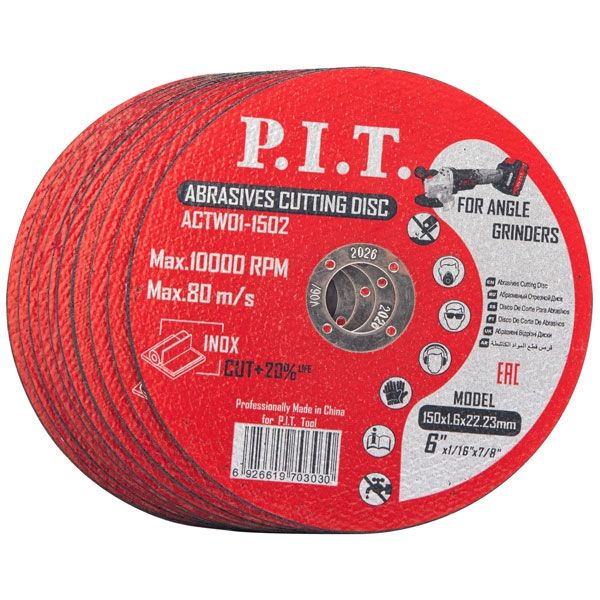 Диск отрезной по металлу 150x22,2x1,6 мм 10 шт в уп. PIT ACTW01-1502