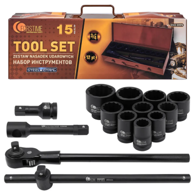 Набор ударных инструментов 15 пр 3/4'' 12-гр FORSTIME FT-6143-9MPB