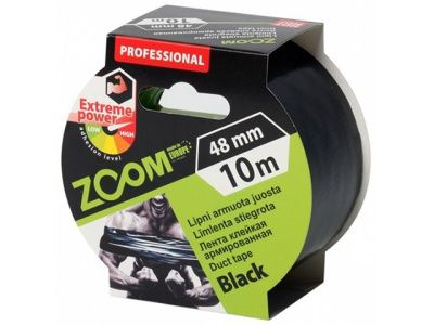 Лента армированная клейкая 48 мм х 10 м, черная 250 мкм ZOOM 02-5-4-005