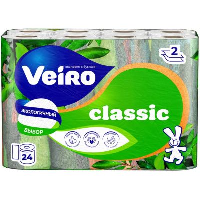 Бумага туалетная "Veiro Classic", 2 слоя, 24 рулона