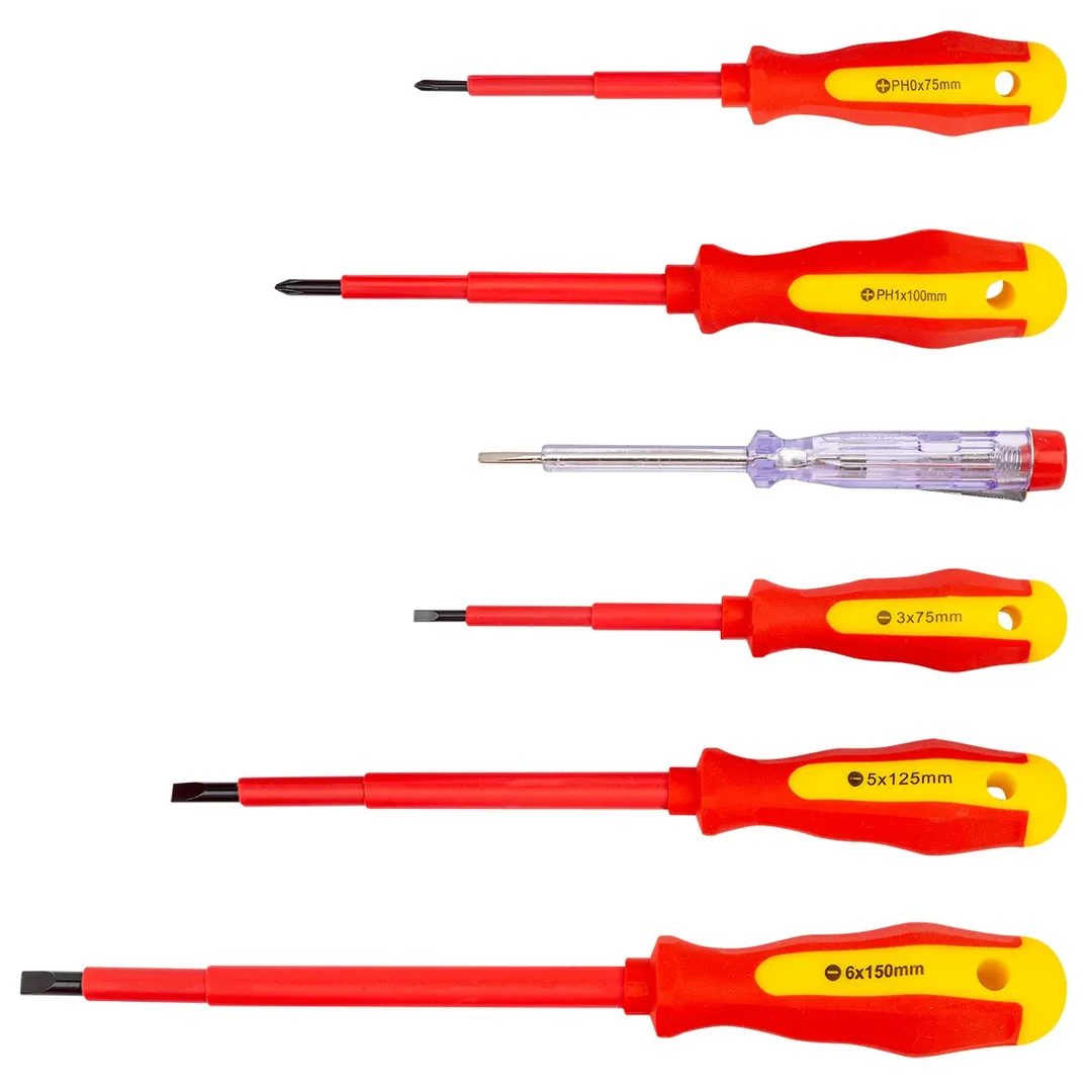 Набор диэлектрических отверток PH, SL, индикаторная отвертка 6 пр RockForce RF-2828