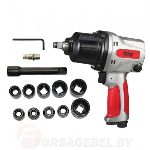 Пневмогайковерт ударный IW900 1/2'' 880 Нм + набор головок 9-27 мм FUBAG 100195