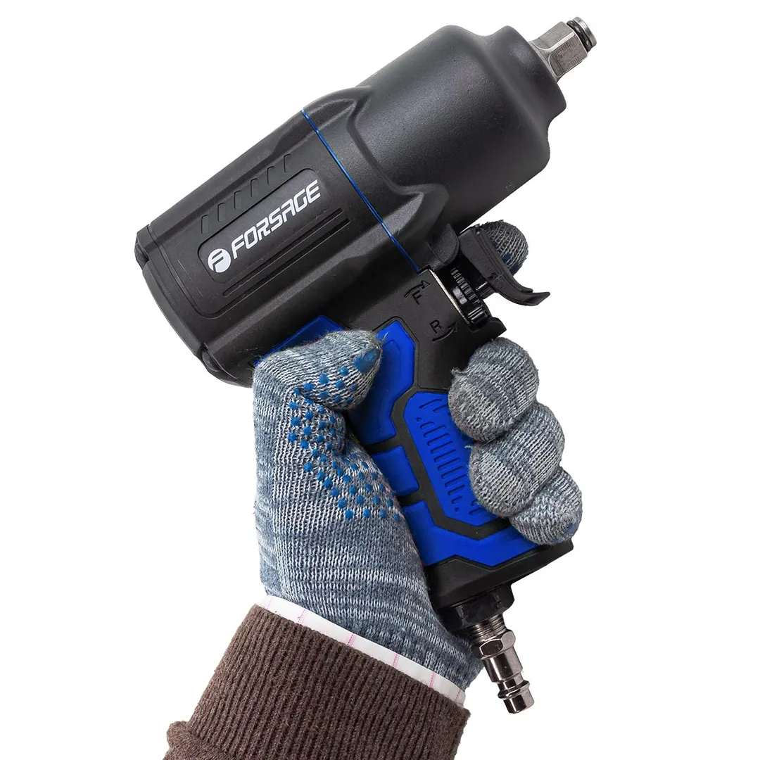 Пневмогайковерт ударный 1/2'' 1450 Hм ''Twin Hammer'' с регулировкой усилия в облегченном корпусе с набором головок Forsage F-82549K4