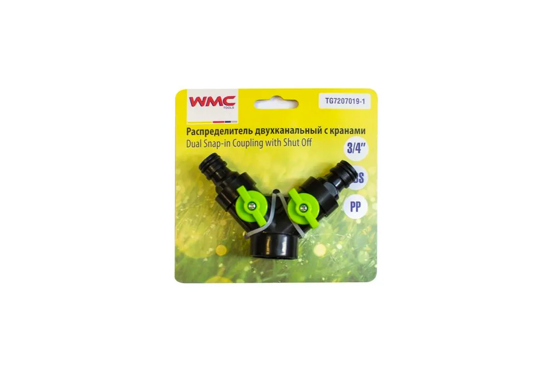 Тройник-разветвитель с регуляторами 3/4'' х 2 штуцера WMC TOOLS WMC-TG7207019-1