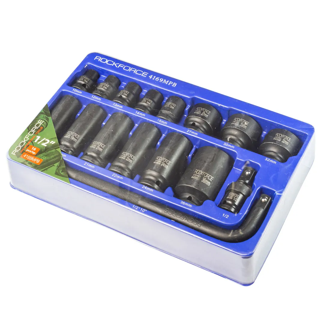 Набор головок ударных 10-336 мм 16 пр. 1/2" 6-гр. RockForce RF-4169MPB