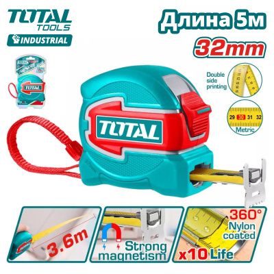 Рулетка усиленная с магнитом 5м TOTAL TMT80532M