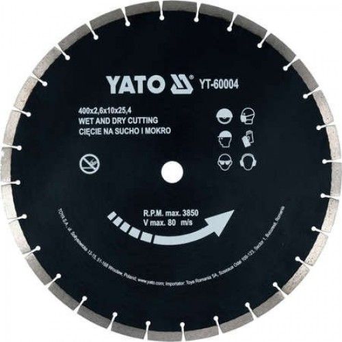 Круг алмазный 400x25,4 мм, сегмент Yato YT-60004