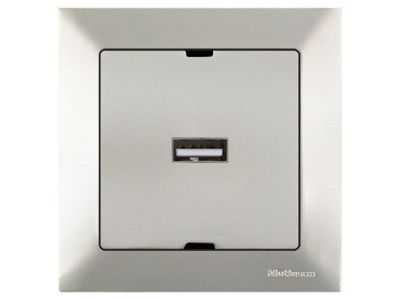 Розетка 1-ая USB (скрытая) титан, DARIA, Mutlusan 21204480183