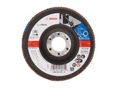 Шлифкруг лепестковый 115 мм К60 д/мет, Bosch 2608605451