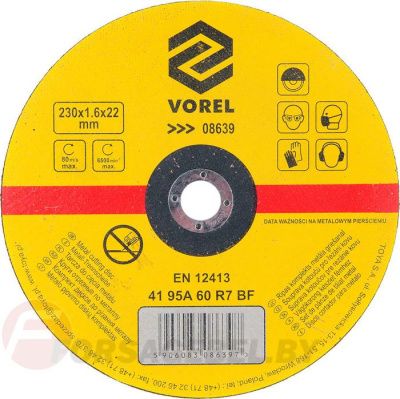 Круг отрезной по металлу 115х1,0х22 мм Vorel 08630