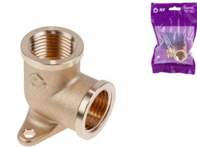 Колено 1/2" вн.-вн. с креплением, инд. упак. AV Engineering AVE307008