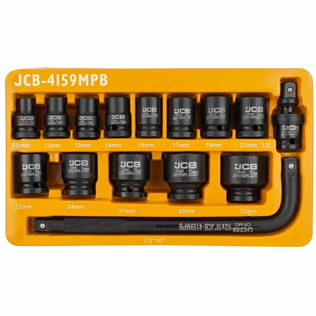 Набор ударных головок 15 пр., 1/2'', 6-гр. 10-32 мм в ложементе JCB JCB-4159MPB