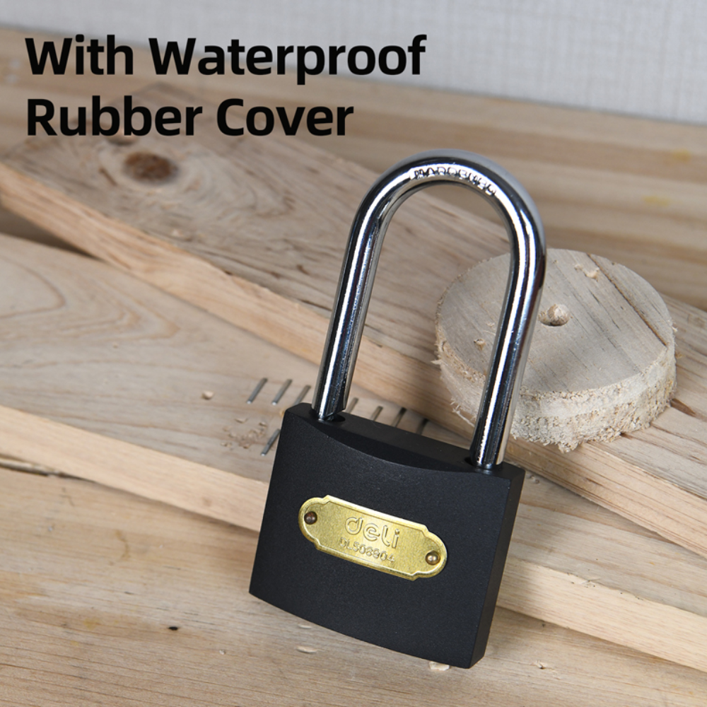 Замок навесной Deli EDL508406 60 мм, автомат, 3 ключа, защита от влаги