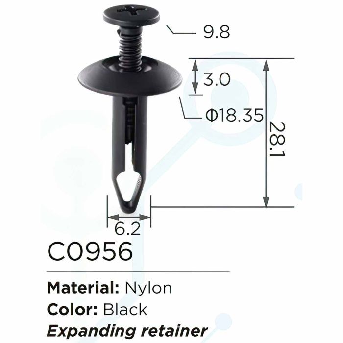 Клипса для крепления внутренней обшивки а/м универсальная пластиковая, 100 шт Forsage C0956(universal)