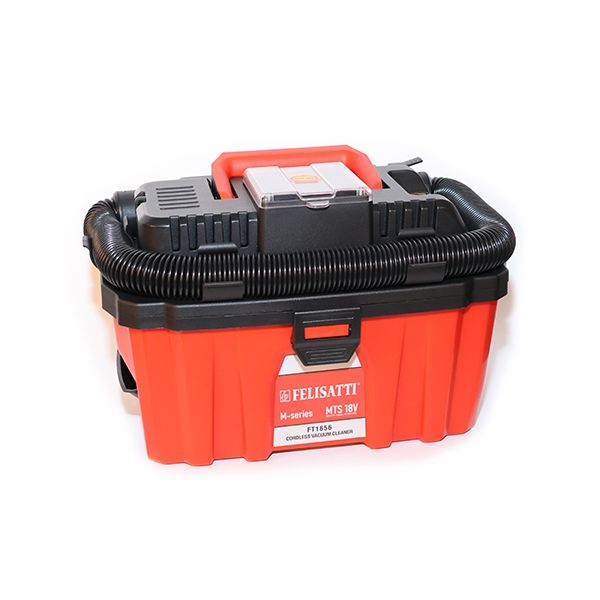 Аккумуляторный пылесос (картон, без аккум.), 18 В, 14А, бак 10 л, 15 мбар, бесщеточный двигатель Felisatti FT1656 Felisatti