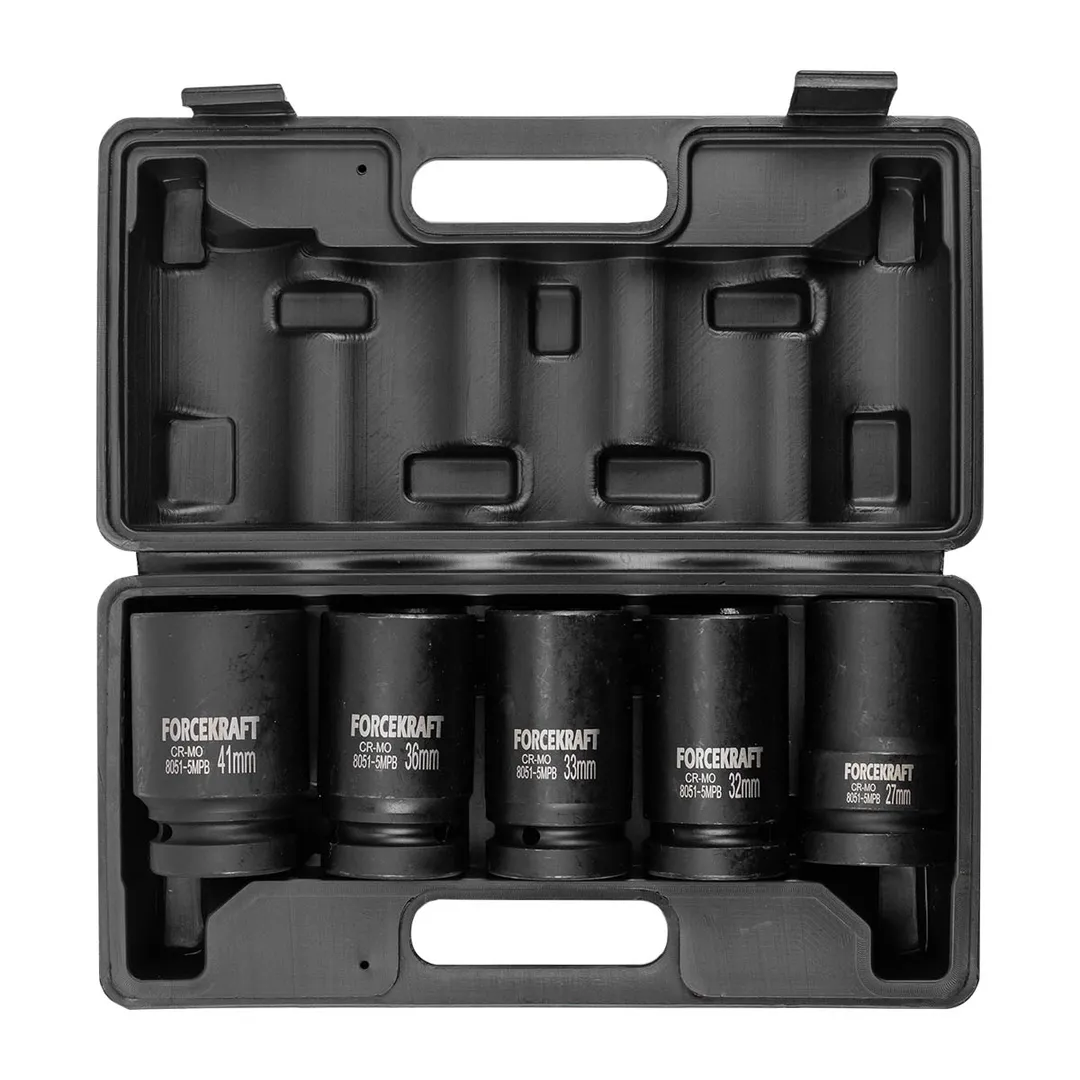 Набор головок ударных глубоких 5 пр., 1'' 6-гр 27-41 мм ForceKraft FK-8051-5MPB