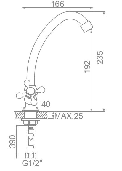 Смеситель для кухни, цинк, хром Ledeme L4917