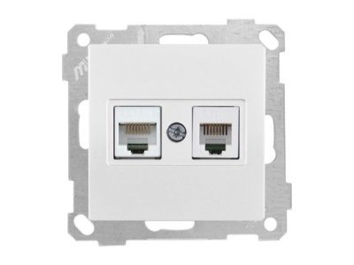 Розетка телефонная + компьютерная, RJ12+Cat5e белая, ELITRA, Mutlusan 2270 139 0101