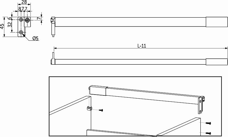 Рейлинг прямоугольный продольный Slimbox РП L-300 белый PL 104801