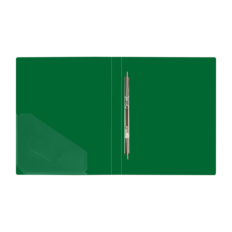 Папка-скоросшиватель А-611 "Стандарт" с карманом, пластик, зеленый
