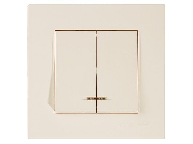 Выключатель 2-клав., с подсветкой, скрытый, винт. зажим, кремовый, RITA, 10 A, 250 V, IP 20, Mutlusan 22204260202