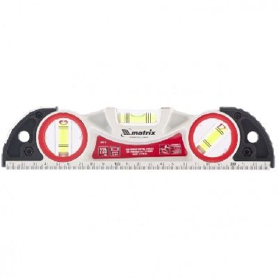 Уровень алюминиевый литой, фрезерованный, 3 глазка, две ударные площадки, 235 мм. Matrix 34910