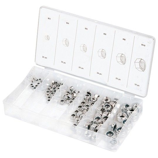 Набор гаек М5х0,8, М6х0,5, М6х1, М8х1,25, М10х1,25, М12х1,5 мм, 150 пр. Сибртех 47610