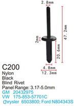 Клипса для крепления внутренней обшивки а/м Фольксваген пластиковая, 100 шт Forsage C0200(VW)