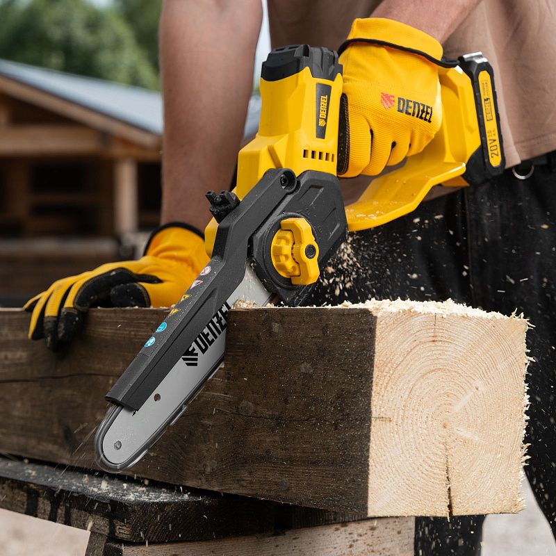 Цепная мини-пила аккумуляторная бесщет., СCS-200BL, шина 200 мм, Li-Ion, 20 В Denzel 58653