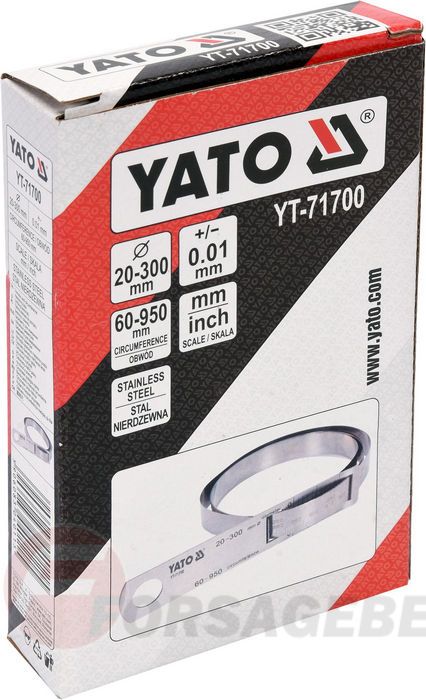 Циркометр для измерения длины окружности и диаметра d20-300 мм. Yato YT-71700