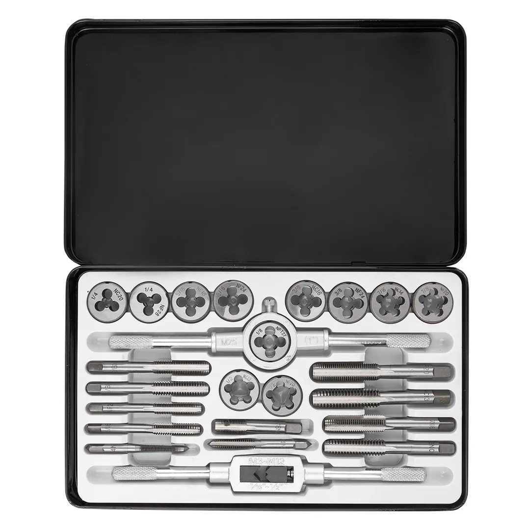 Набор метчиков и плашек дюймовый 24 пр 1/4, 5/16, 3/8, 7/16, 1/2 JBC JBC-M024-2