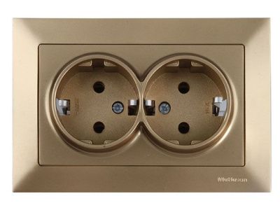 Розетка 2-ая, скрытая, с/з, золото, DARIA, 16 A, 250 V, IP 20, Mutlusan 21202020280