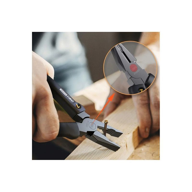 Длинногубцы Deli HS EHT2007, 180 мм, Soft Touch, черный