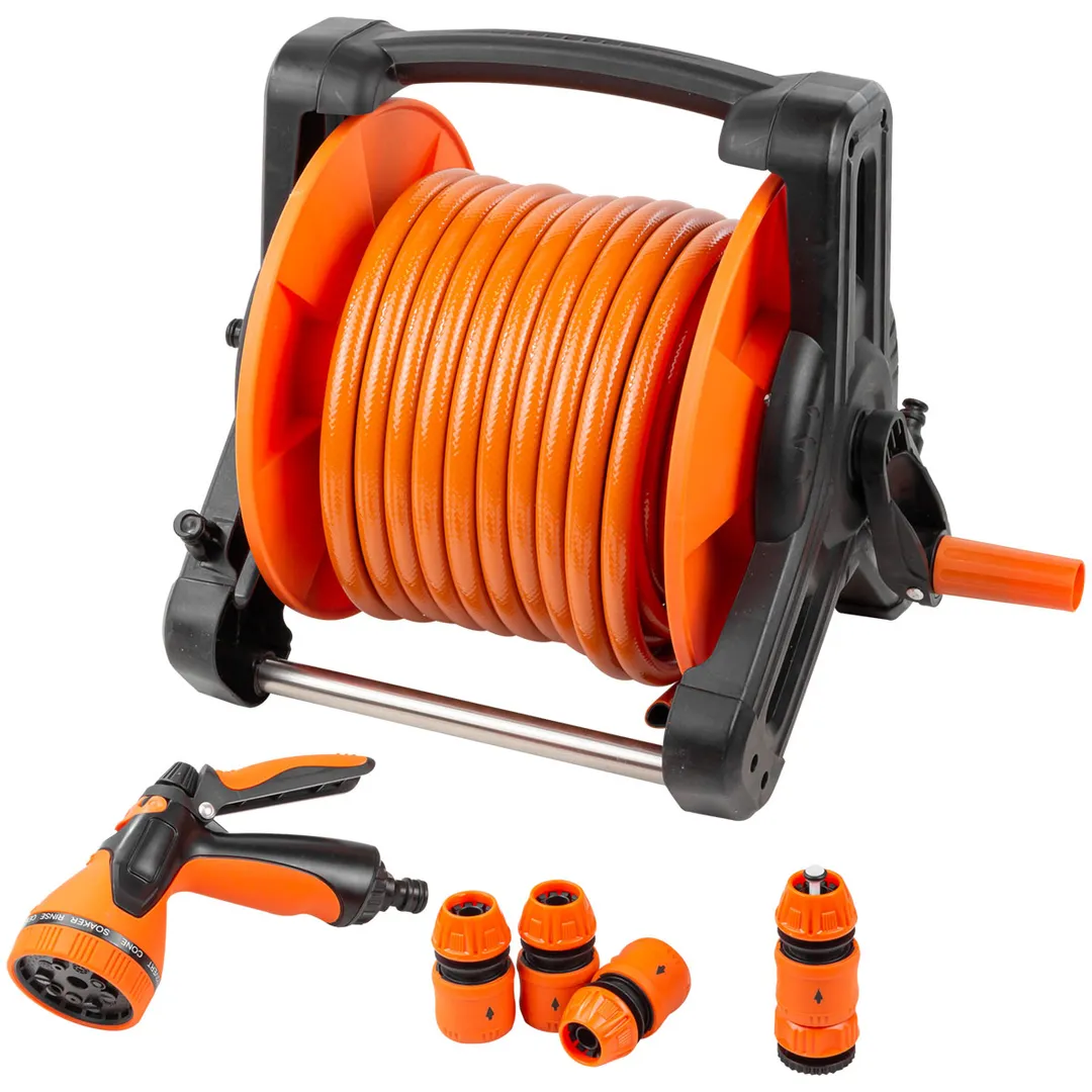 Шланг поливочный, армированный с фитингами и распылителем, на катушке WMC TOOLS WMC-TG7301007 NEW