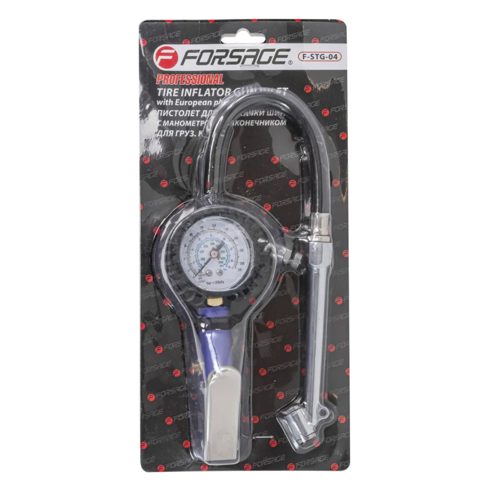 Пистолет для подкачки шин с манометром и наконечником для груз. колес 0-15bar Forsage F-STG-04