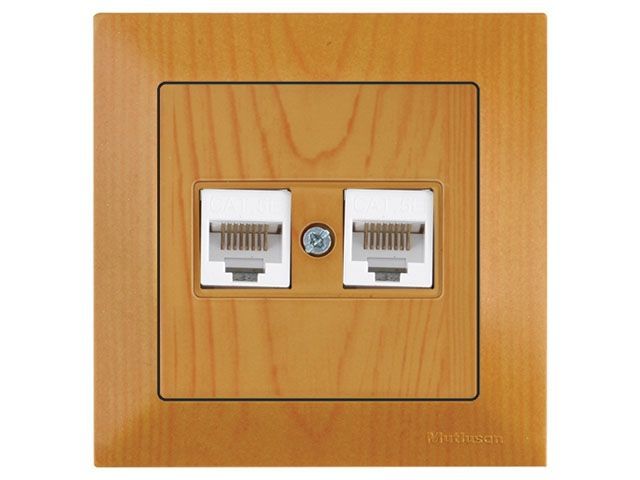 Розетка компьютерная 2xRJ45, Cat5e, скрытая, дуб, DARIA, , 2xRJ 45, 8-pin, соединения типа 568A или 568B, Mutlusan 21201380158