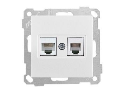 Розетка телефонная + компьютерная (RJ12+Cat5e, скрытая, без рамки) белая, DARIA, Mutlusan 21001390101