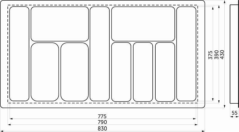 Лоток для столовых приборов 900 LINER 830*430, белый AKS 117244