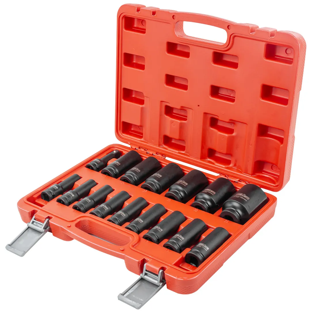 Набор головок ударных глубоких 10-19, 21, 22, 24, 27, 30, 32 мм 1/2'' 6-гр 16 пр BaumAuto BM-4177-5MPB