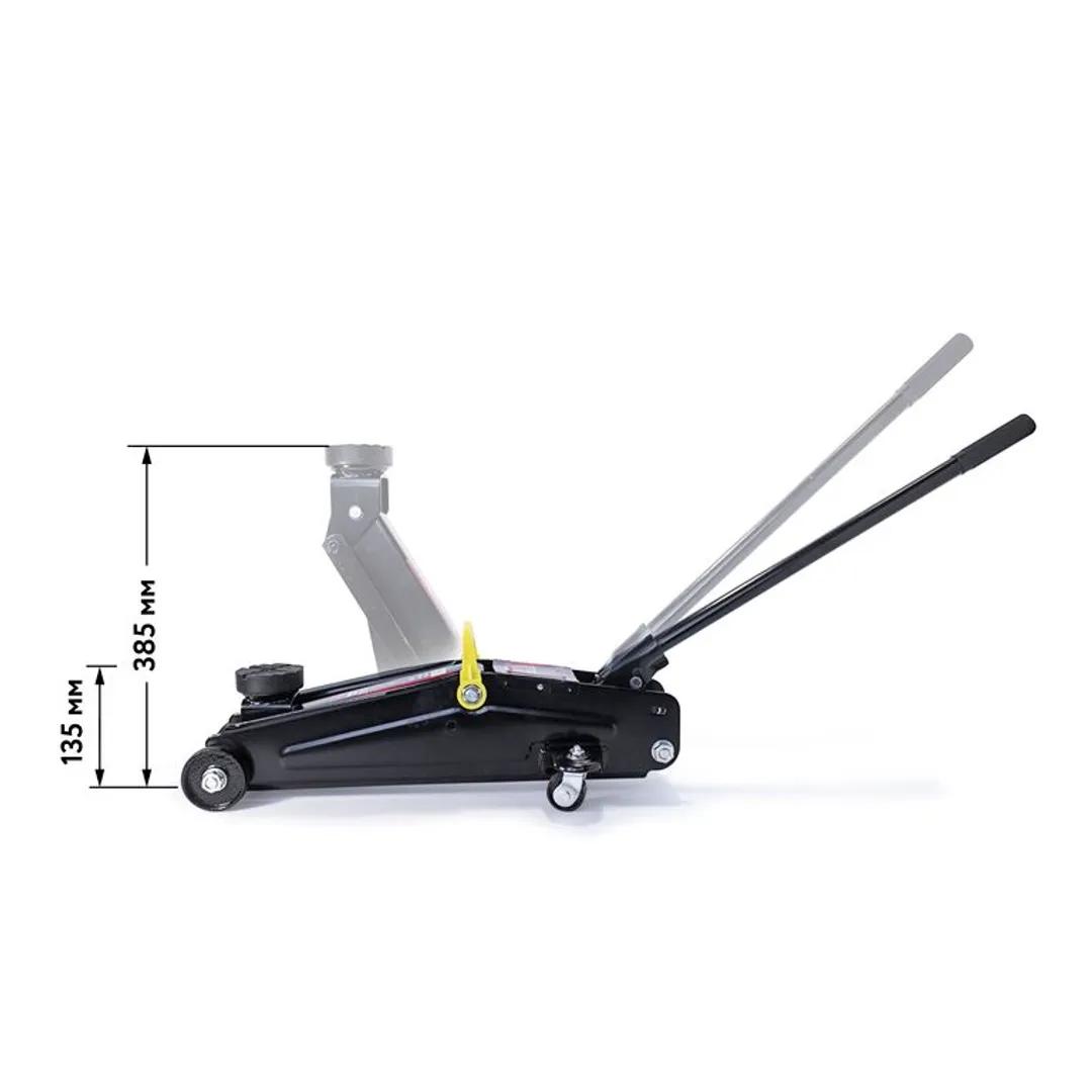 Домкрат подкатной гидравлический 2 т, 130-385 мм с резиновой накладкой RockForce RF-TH22001CB