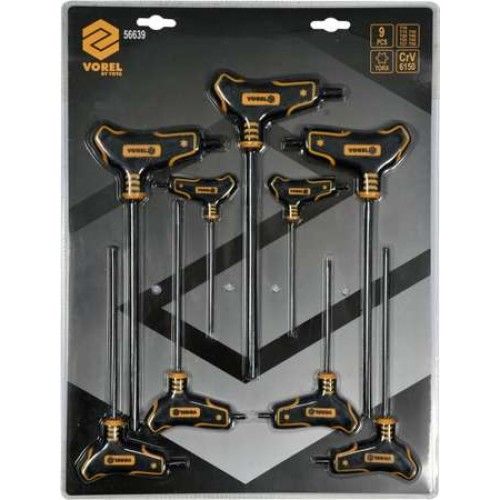 Набор ключей Torx c T-образной ручкой T10-T50 9 пр. Vorel 56639