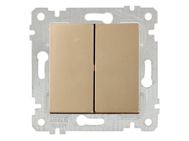 Выключатель 2-клав., скрытый, без рамки, винт. зажим, золото, RITA, 10 A, 250 V, IP 20, Mutlusan 22004020280