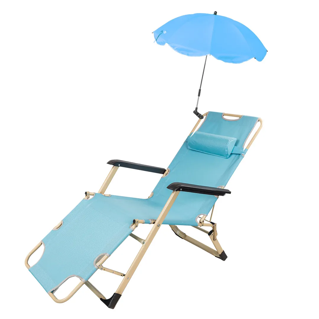 Шезлонг складной с зонтиком, с подлокотниками WMC TOOLS WMC-FG-HY-8009Z(Blue)