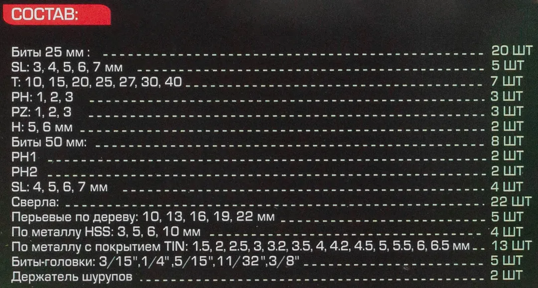 Набор бит и сверл по металлу, дереву, камню 57 пр RockForce RF-924U57