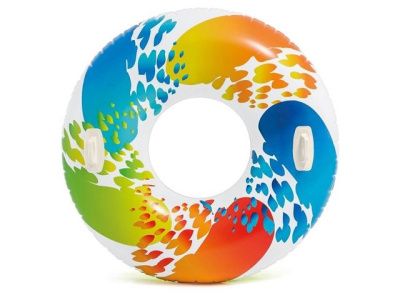 Надувной круг для плавания с ручками Rainbow Ombre, 122 см, от 9 лет INTEX 58202EU