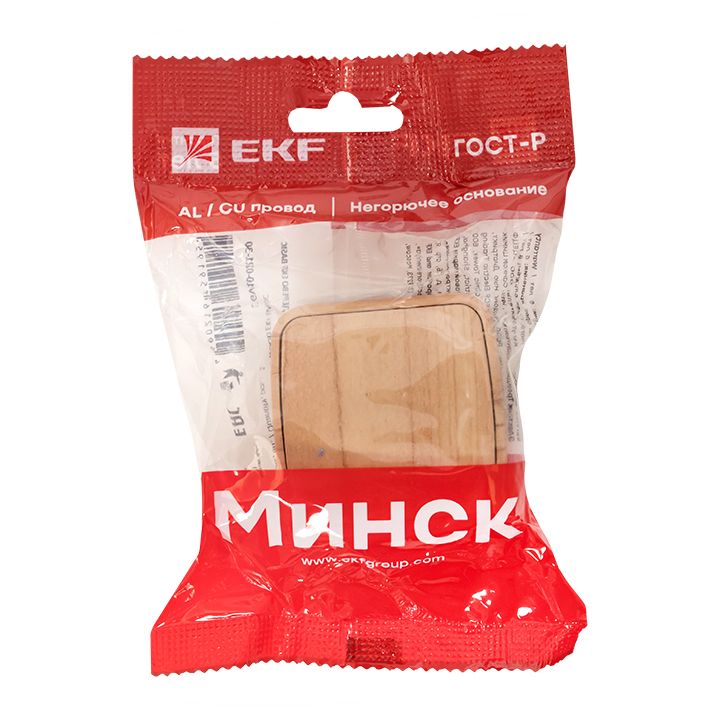 Выключатель 1-клавишный ОП Минск 10А светлое дерево EKF EGV10-021-30