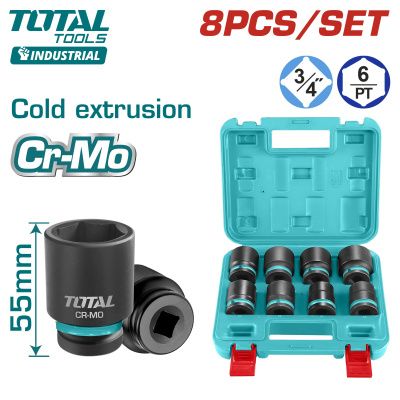 Набор ужарных головок 26-38 мм 6-гр 3/4" 8 пр TOTAL THKISD34081