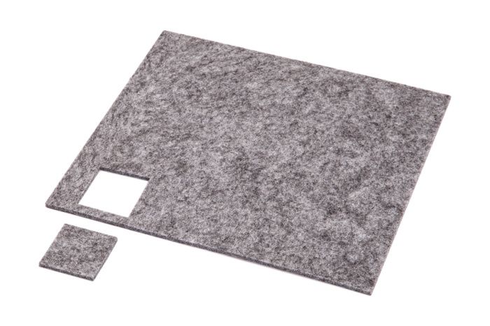 Подкладка самоприлипающая фетровая 30х30мм (1лист-25шт) серая AKS 42031
